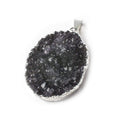 36x26x5mm Silver Leafed Amethyst Crystals Focal Bead with Bail