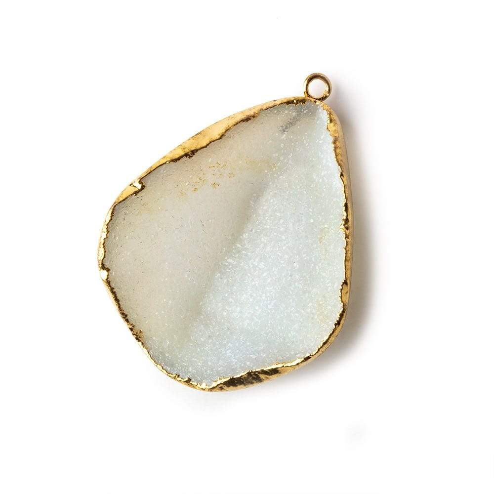 36x30x12mm Gold Leafed White Concave Drusy Pendant 1 focal bead