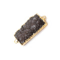 37x14mm Gold Leaf Edged Chocolate Brown Drusy East West Bar Connector 1 piece