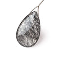 37x23x6mm Silver Rutilated & Black Tourmalinated Quartz Pear 1 bead AAA