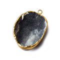 37x28x15mm Gold Leafed Black & White Concave Drusy Pendant 1 focal bead