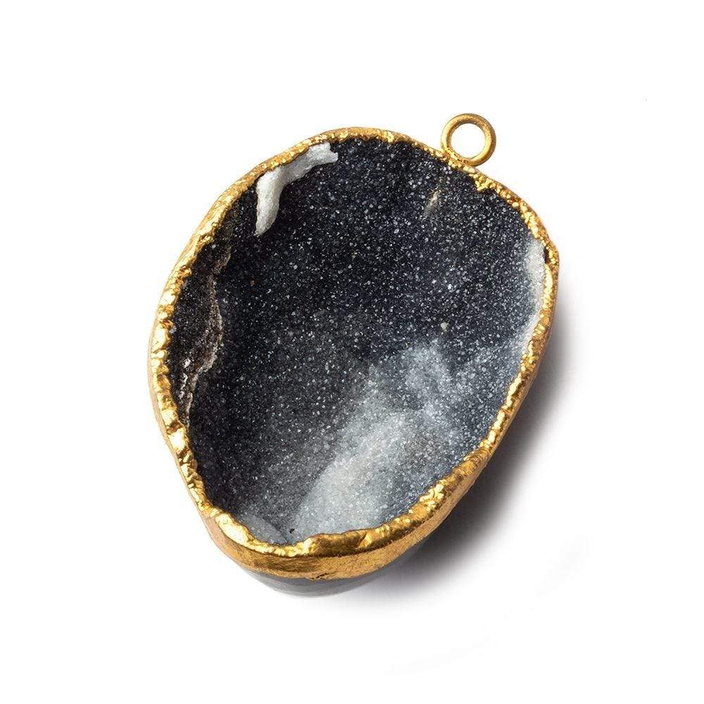 37x28x15mm Gold Leafed Black & White Concave Drusy Pendant 1 focal bead