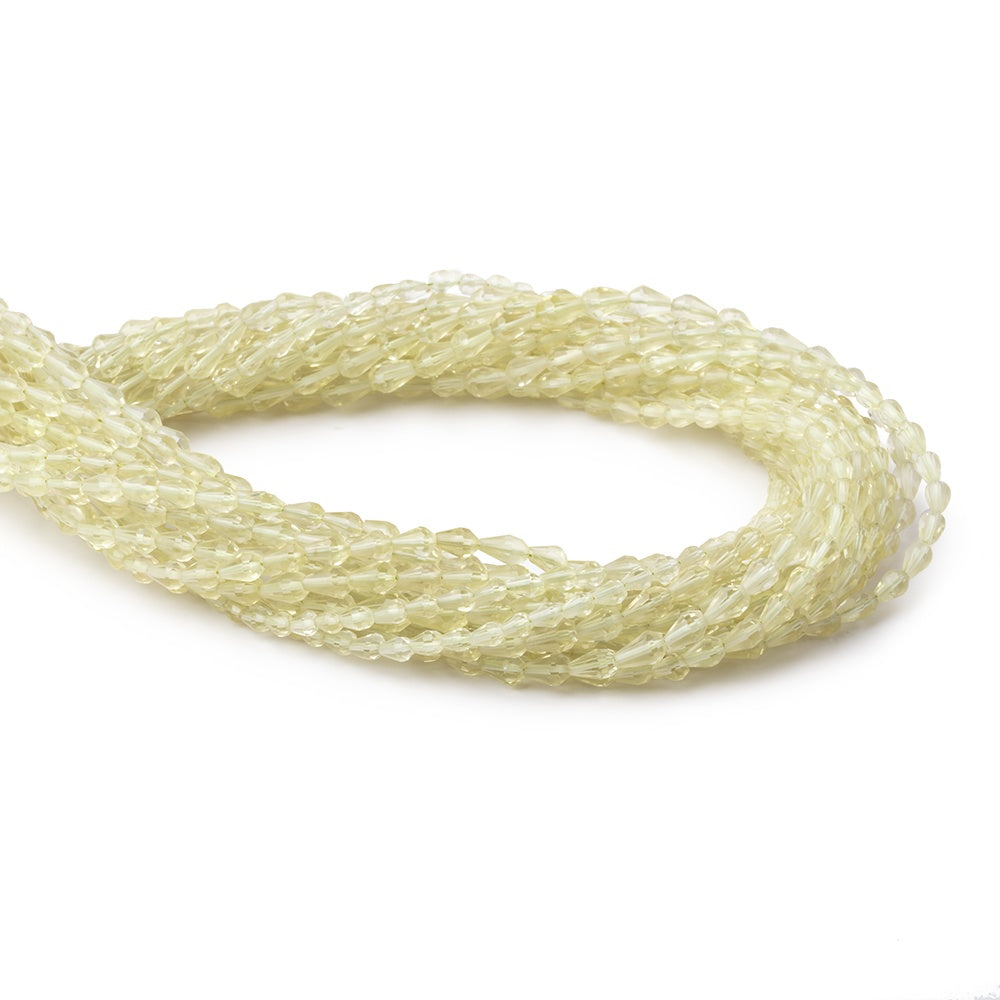 4-4.5mm Lemon Quartz Straight Drilled Tear Drops 14.75 inch 63 Beads