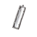 39x10.5mm Black Gold Bezel CZ and Crystal Quartz Bar 1 ring Pendant 1 piece