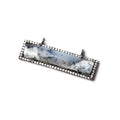 39x10.5mm Black Gold Bezel CZ and Dendritic Opal Bar 2 ring East - West Connector 1 piece
