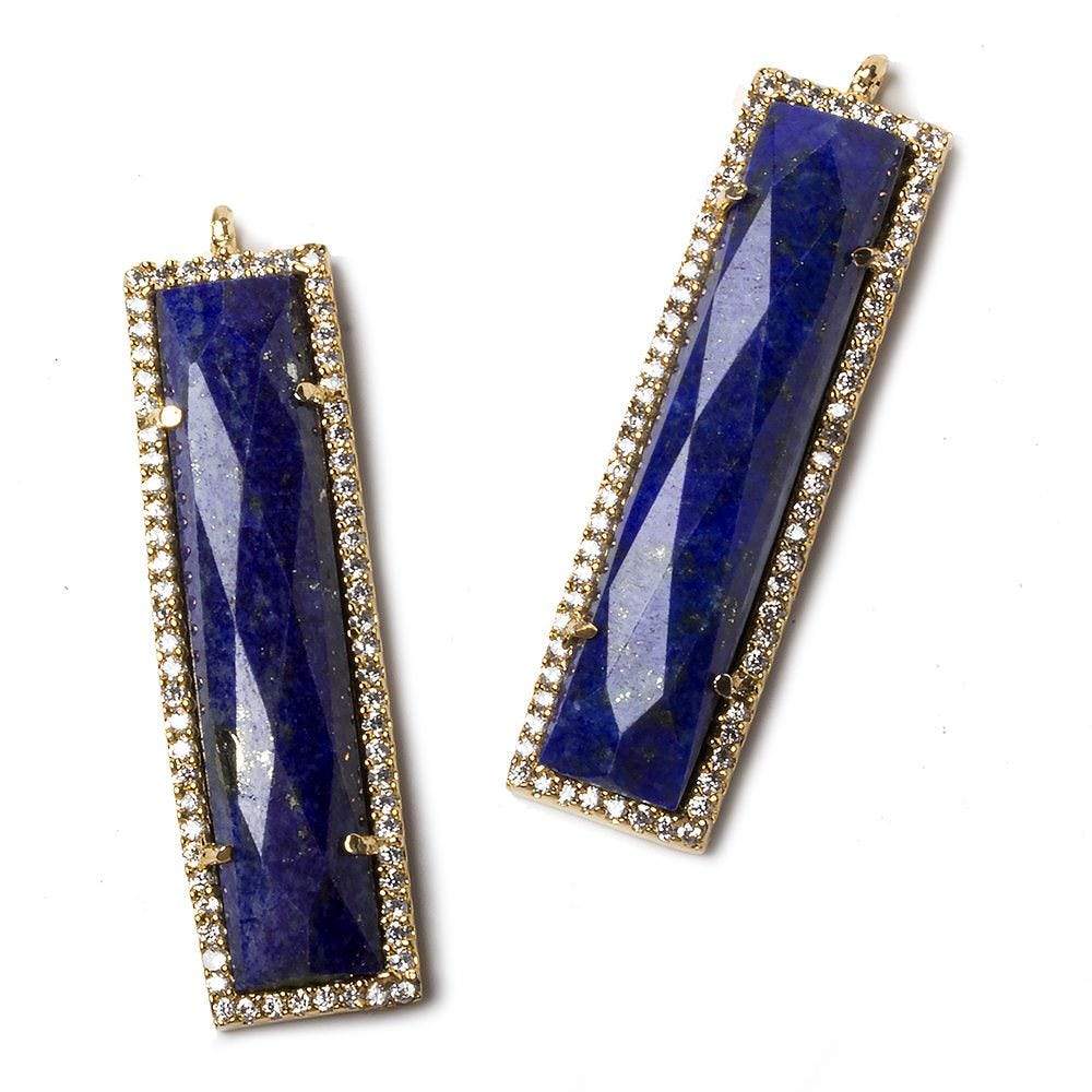 39x10.5mm Vermeil Bezel CZ and Lapis Lazuli Bar 1 ring Pendant 1 piece