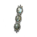 39x10mm Black Gold Bezel CZ & Labradorite 3 Oval Connector 1 focal bead