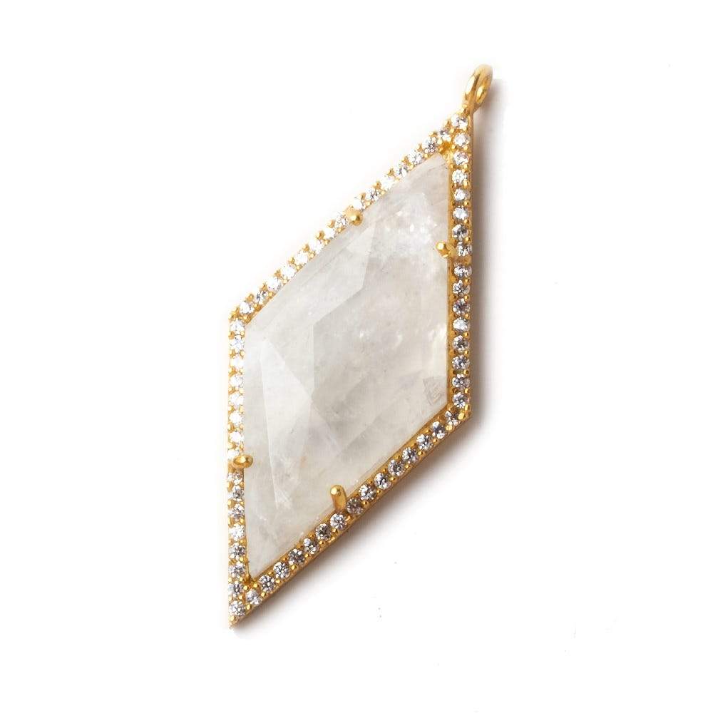 39x18mm Gold CZ Bezel Rainbow Moonstone Kite Pendant 1 piece