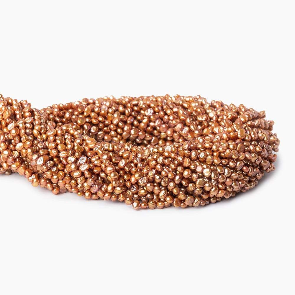 3-4mm Caramel Baroque Pearl, 15 inch, 132 pieces