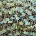 3mm Beryl Faceted Rondelle Black Gold plated Chain sold by the foot 40 pieces