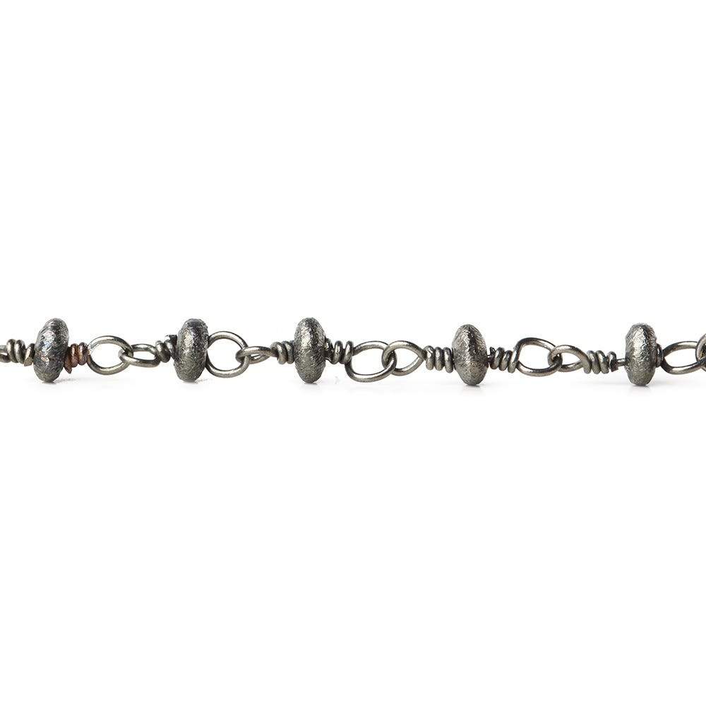 3mm Black Gold plated Brushed Rondelle Black Gold plated Chain by the foot