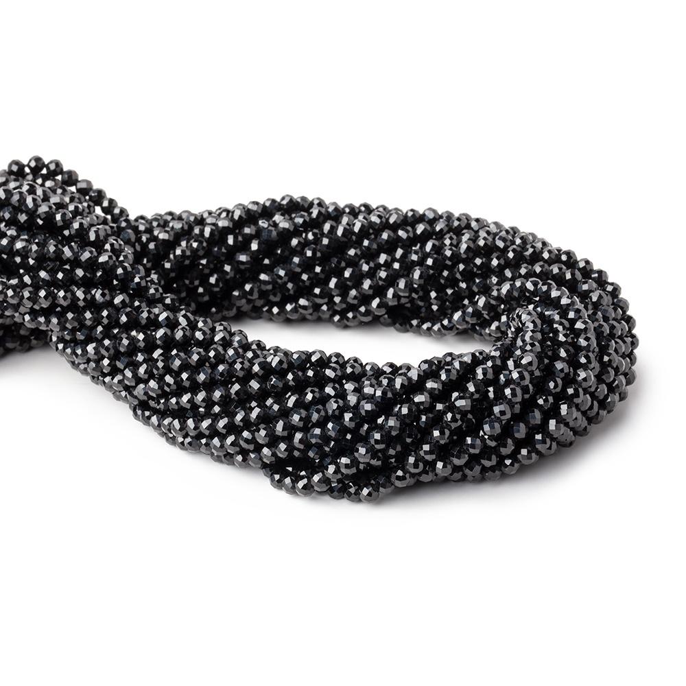 3mm Black Spinel micro faceted round beads 13 inch 110 beads