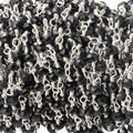 3mm Black Spinel Silver Plated Wire Wrapped Chain