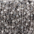 3mm Black Tourmalinated Quartz  rondelle Silver Chain by the foot 36 pieces