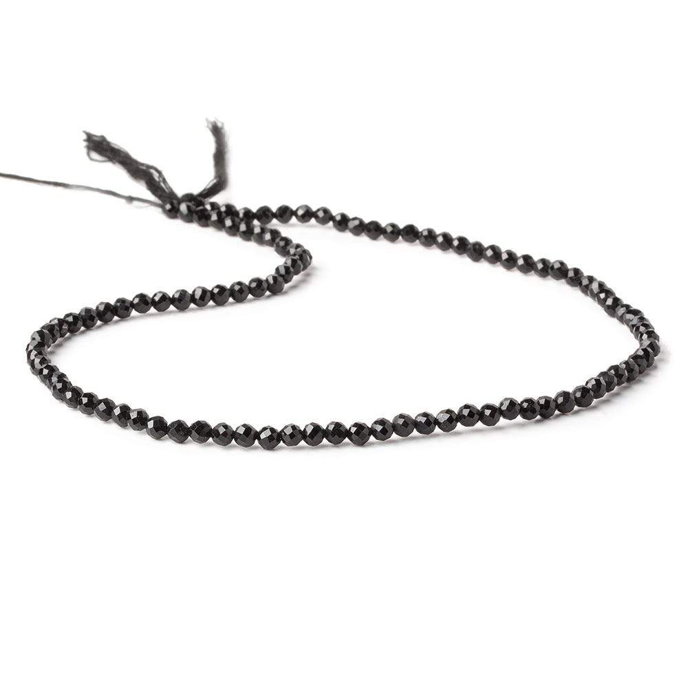 3mm Black Tourmaline micro faceted rounds 12.5 inch 100 pieces  AAA