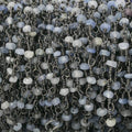 3mm Matte Blue Sapphire plain rondelle Black Gold Chain by the foot 35 pieces