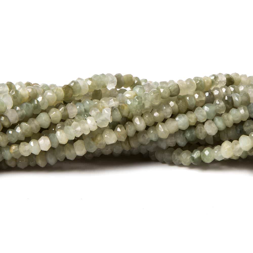 3mm Cat's Eye Green Quartz faceted rondelle 13 inch 175 beads