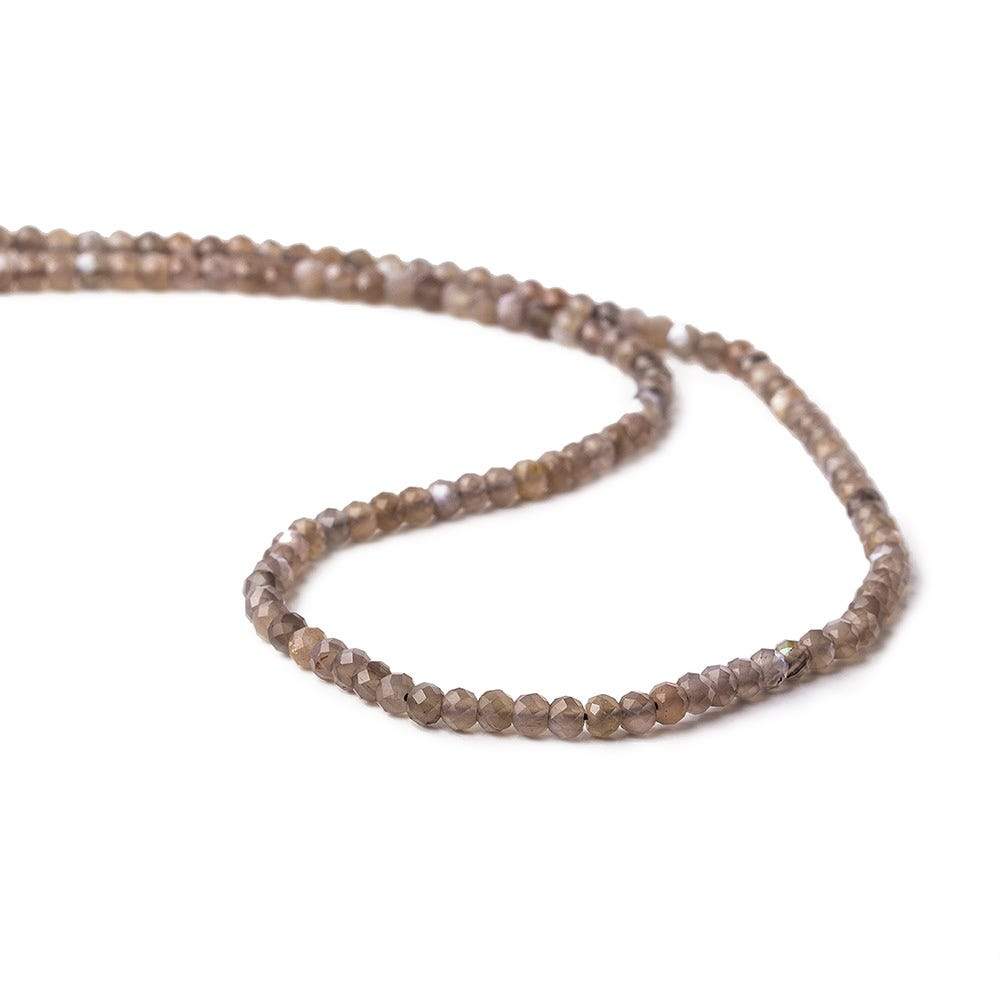 3mm Chocolate & Mink Grey moonstone microfaceted  beads 13 inch 120 pcs
