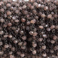 3mm Chocolate Moonstone faceted rondelle Black Gold Chain by the foot 36pcs