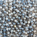 3mm Denim Blue Opal  faceted rondelle Silver Chain by the foot 34 pieces