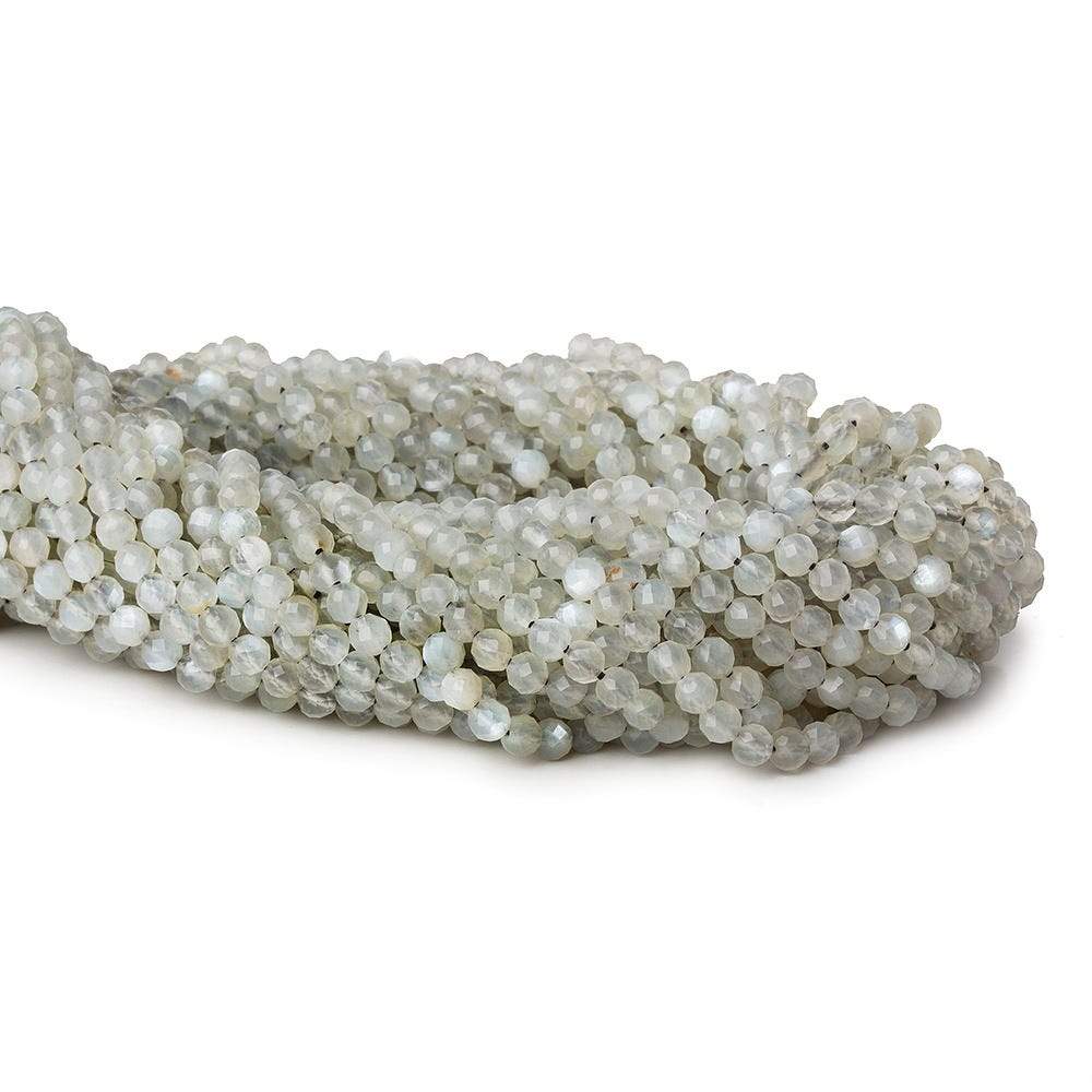 3mm Light Grey moonstone microfaceted round beads 13 inch 100pcs