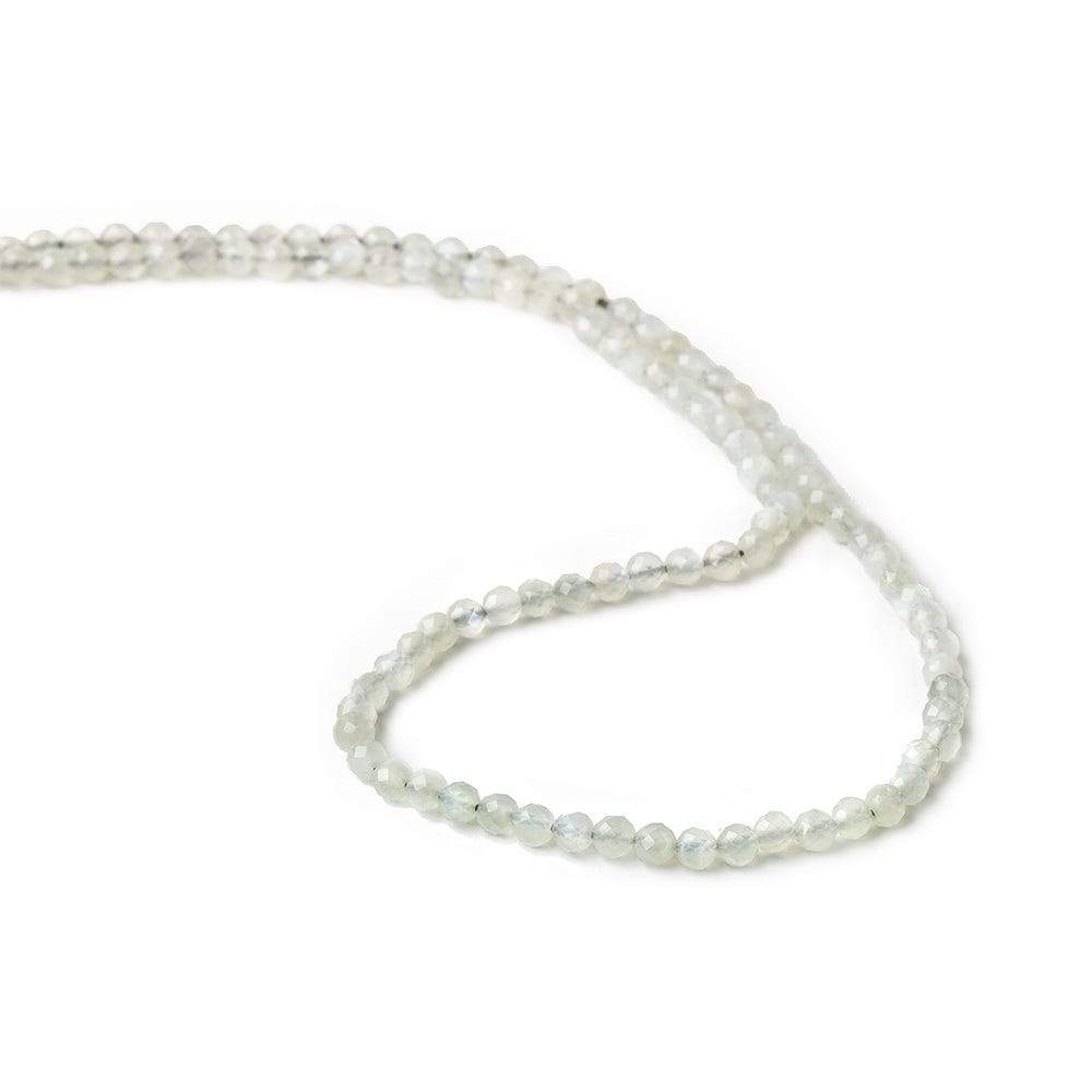 3mm Light Grey moonstone microfaceted round beads 13 inch 100pcs