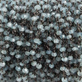 3mm Milky Aquamarine faceted rondelle Black Gold Chain by the foot 36 pieces