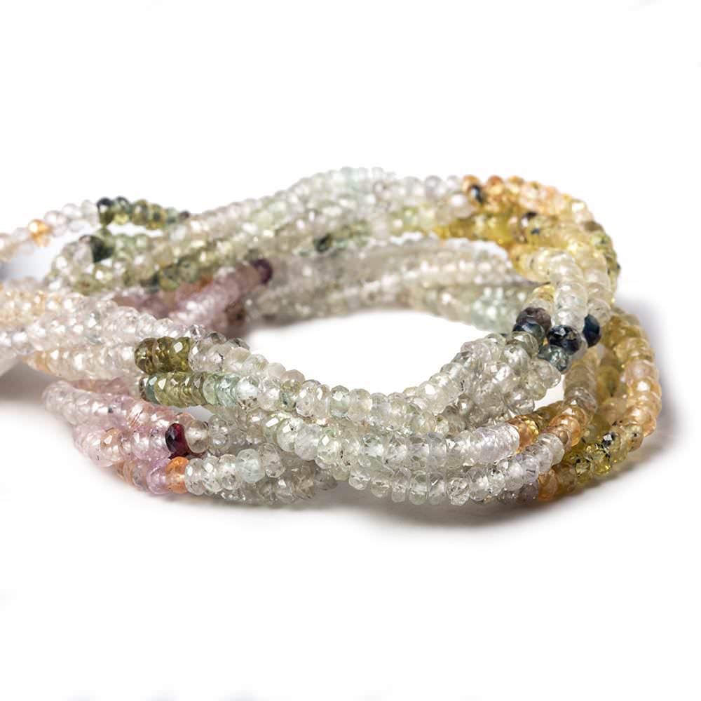 3mm Multi Color Fancy Sapphire Faceted Rondelle Beads 14.5 inch 180 pieces