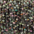 3mm Multi Color Tourmaline Faceted Rondelle Black Gold .925 Silver Chain by the foot