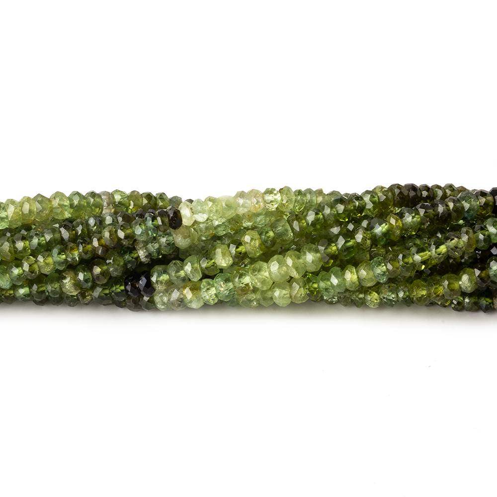 3mm Multi Green Tourmaline Faceted Rondelle Beads 14 inch 175 beads