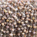 3mm Pink Peruvian Opal faceted rondelle Silver Chain by the foot 36 pieces