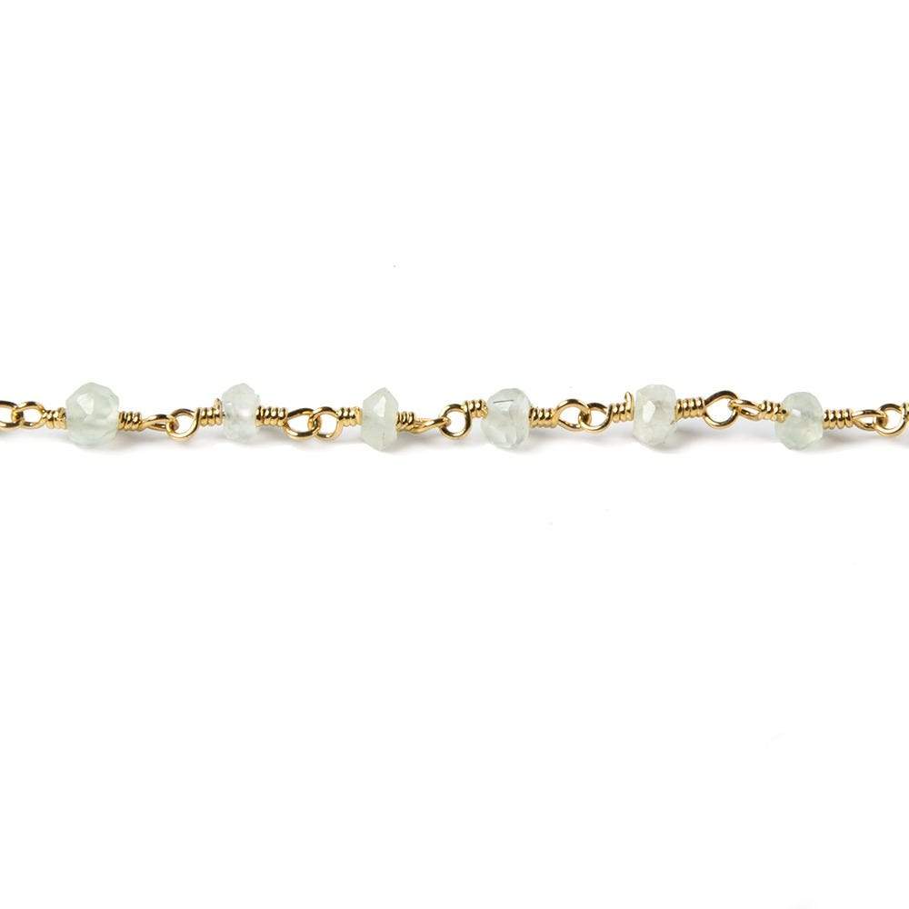 3mm Prehnite faceted rondelle Gold plated Chain by the foot 40 pcs