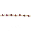 3mm Rhodolite Garnet Gold plated Wire Wrapped Chain