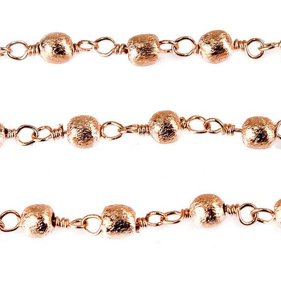 3mm Rose Gold plated Brushed Round Rose Gold plated Chain by the foot