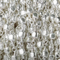3mm Silver plated Brushed Cube Silver plated Chain by the foot