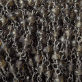 3mm Smoky Quartz faceted rondelle Black Gold plated Chain by the foot 40 pcs