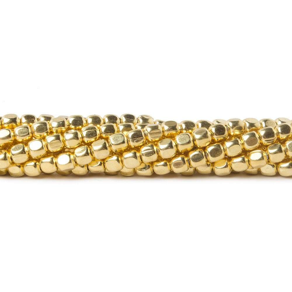 3mm Vermeil Plain Cube 8 inch 65 beads