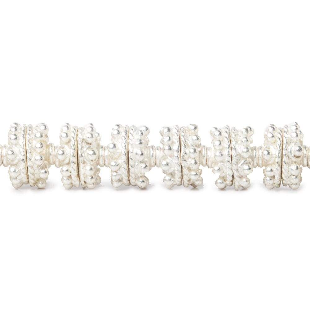 3x10x10mm Sterling Silver Plated Copper Bead Cap with Bali Granulated Design 8 inch 56 beads
