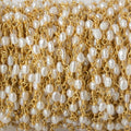 White Rice Pearl Vermeil Chain by the foot 36 pieces