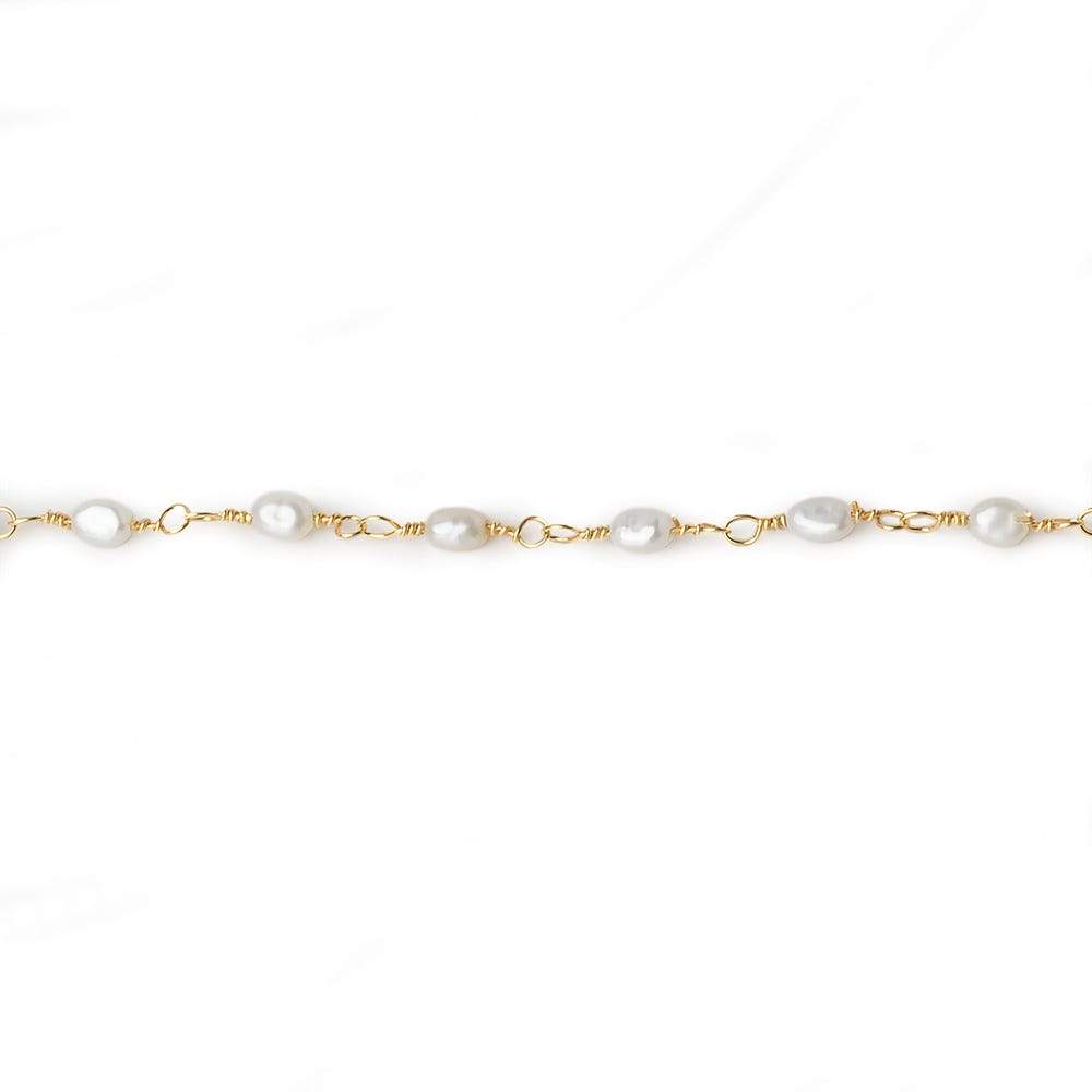 White Rice Pearl Vermeil Chain by the foot 36 pieces
