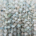 4-4.5mm Matte Aquamarine & Beryl rondelle Silver Chain by the foot 25 pcs