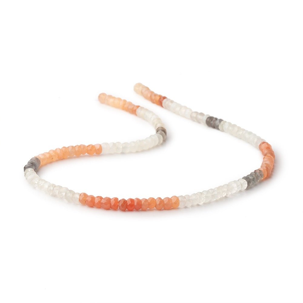 4-4.5mm Multi Color Moonstone Faceted Rondelle 14 inches 124 Beads