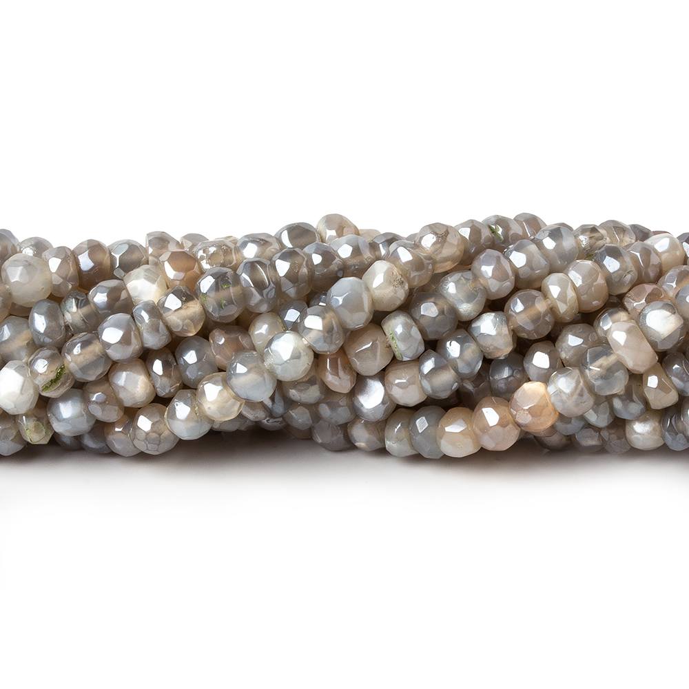 4-4.5mm Mystic Brown & Grey Moonstone 1mm large hole faceted rondelles 13 inch 105 beads
