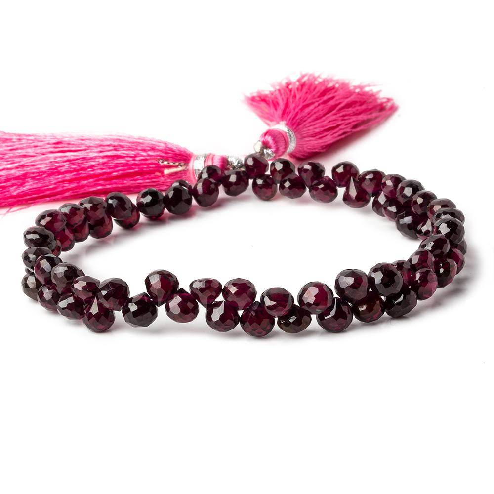 5mm Garnet Faceted Candy Kiss Beads 8 inch 60 pieces