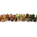 4-5mm Green and Brown Tourmaline Faceted Tear Drop 8 inch 110 beads AA