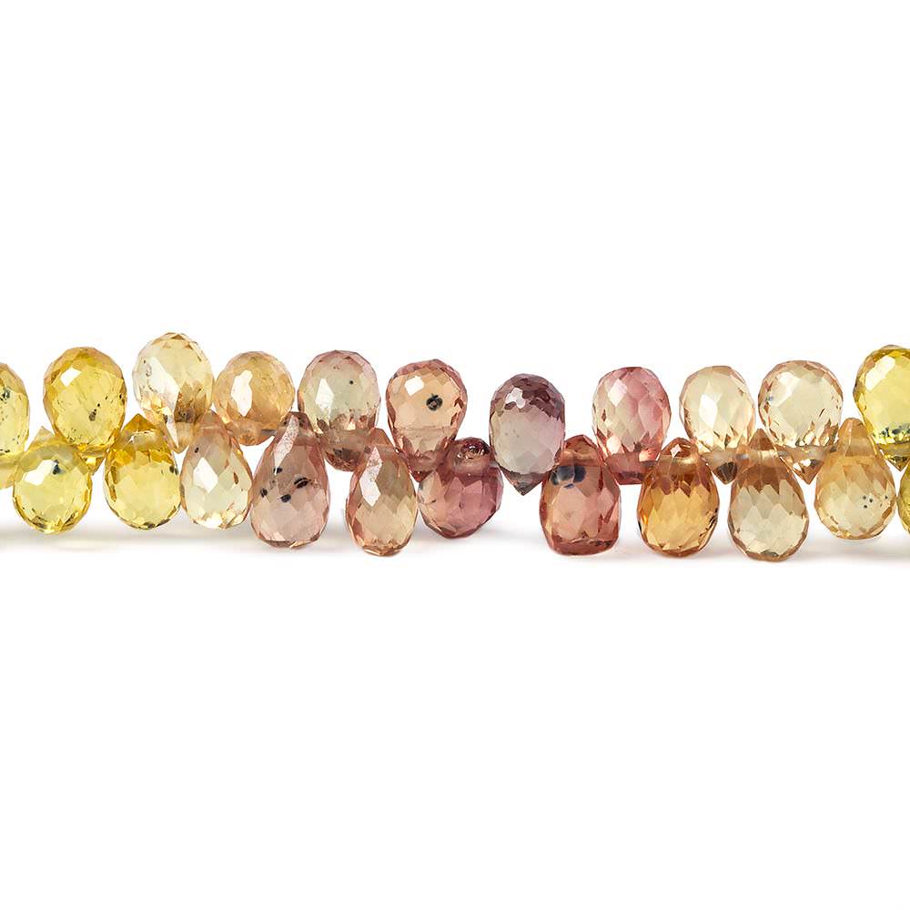 4-5mm Multi Color Songea Sapphire Faceted Tear Drop 7.25 inch 108 Beads