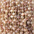 4-5mm Mystic Angel Skin Moonstone Plain Rondelles on Gold Plated Chain by the Foot