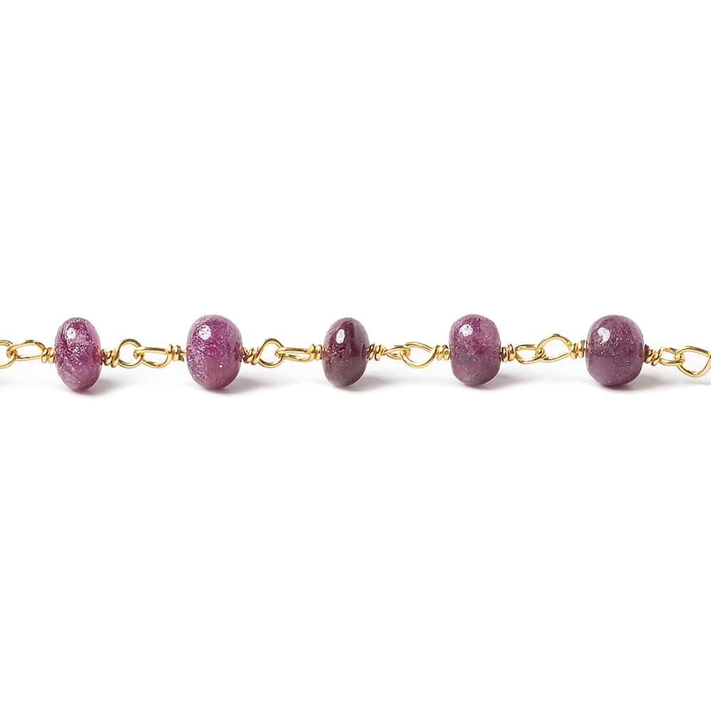 3mm Ruby plain rondelle Vermeil Chain by the foot