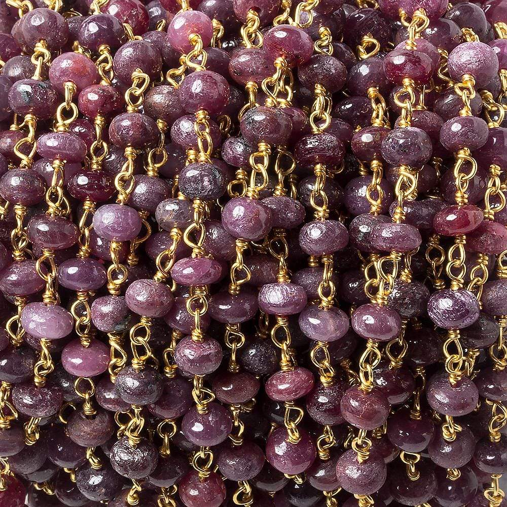 3mm Ruby plain rondelle Vermeil Chain by the foot