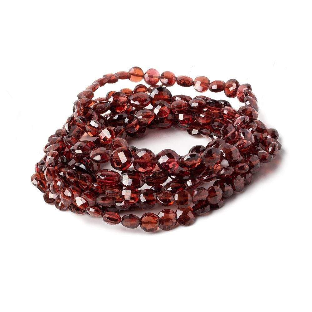 6-8mm Mozambique Garnet Faceted Coin Beads 15.5 inch 58 pieces